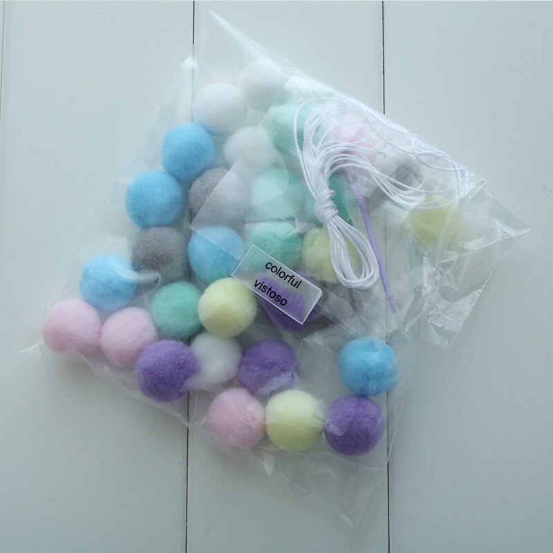 Babyrom dekor babyseng støtfanger dekorasjon stjerner håndlaget macaron farget pels ball låve telt rom dekor tilbehør veggheng: Fargerik