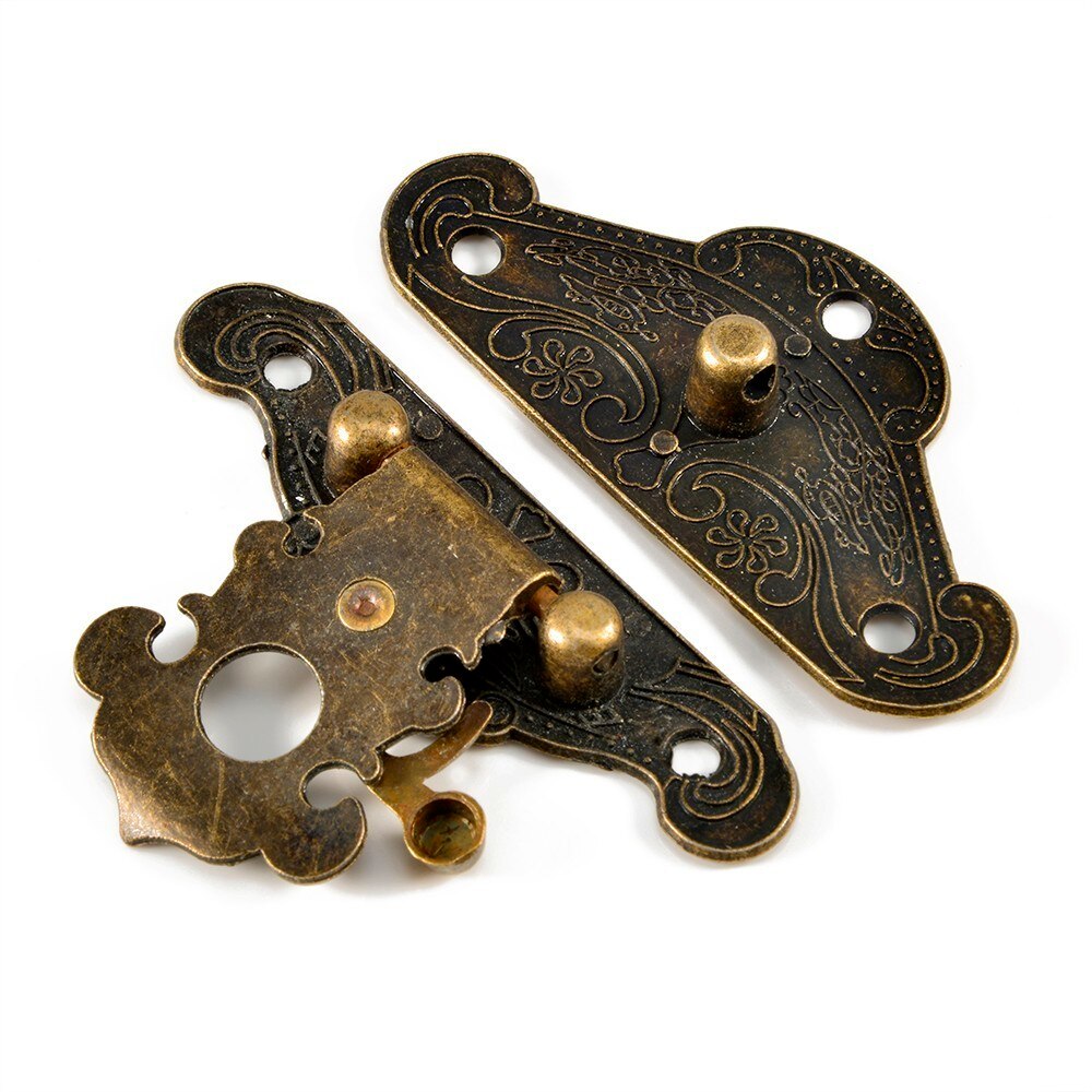 5pcs Antique Decorative Latch Vintage Jewelry Wooden Box Hasp Buckle Pad Chest Lock Retro Furniture Hardware Accessories
