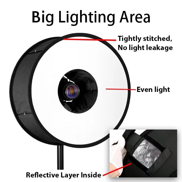 Draagbare Camera Ronde Softbox Reflector Opvouwbaar Voor Portret Product Fotografie Pak Voor De Meeste Camera 'S H-Best