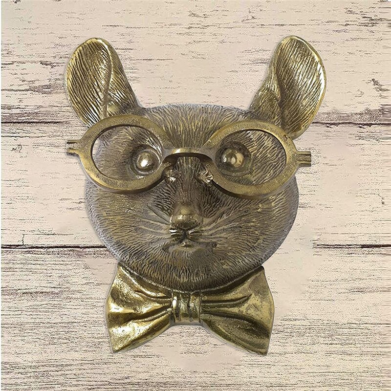 Pendentif mural en résine, tête de renard, lapin, cerf, souris, avec lunettes, Sculpture, , décoration murale pour la maison