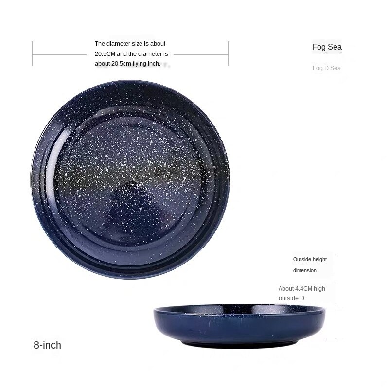 Japanese Style Ceramic Deep Dishes Household 8/10 Inch Salad Dish Dinner Plate Kitchen tableware Soup Bowl Serving Plates ZH655: color6