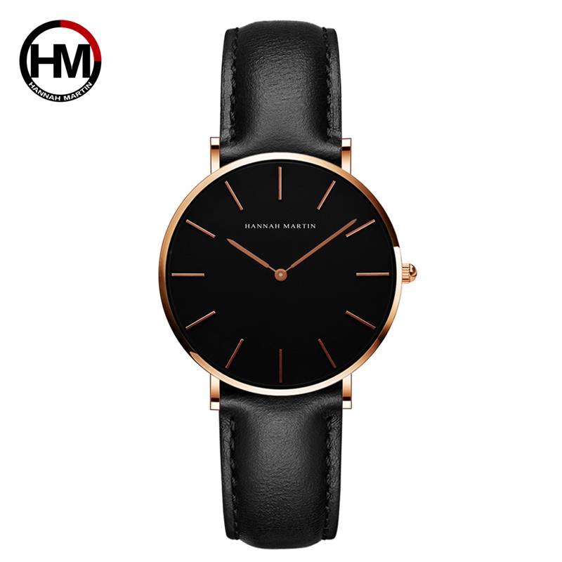 HANNAH MARTIN De Simple Japon Mouvement À Quartz Montre Bracelet En Cuir Nylon Horloge Femmes Analogique Montre-Bracelet Étanche: CH36-FH