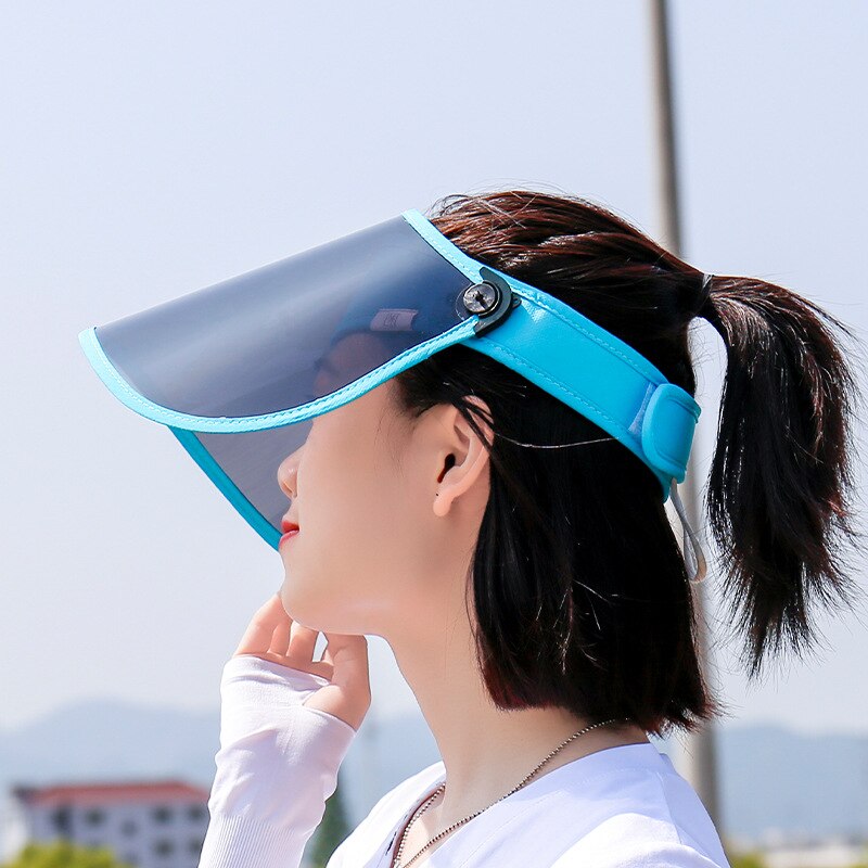 Ultraviolet Polarized Sun Visor Hats For Women Summer Sun Protection Outdoor Travel Fishing Biking Cover Face Sun Hat Female Cap: Blue
