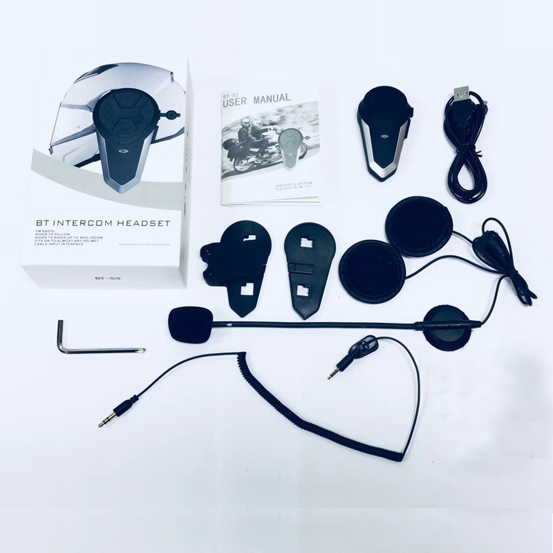 BT-S3 Motorcycle Helmet Bluetooth Intercom Motorbike Wireless Headset 1000M Handsfree Waterproof Interphone FM Radio Headphone