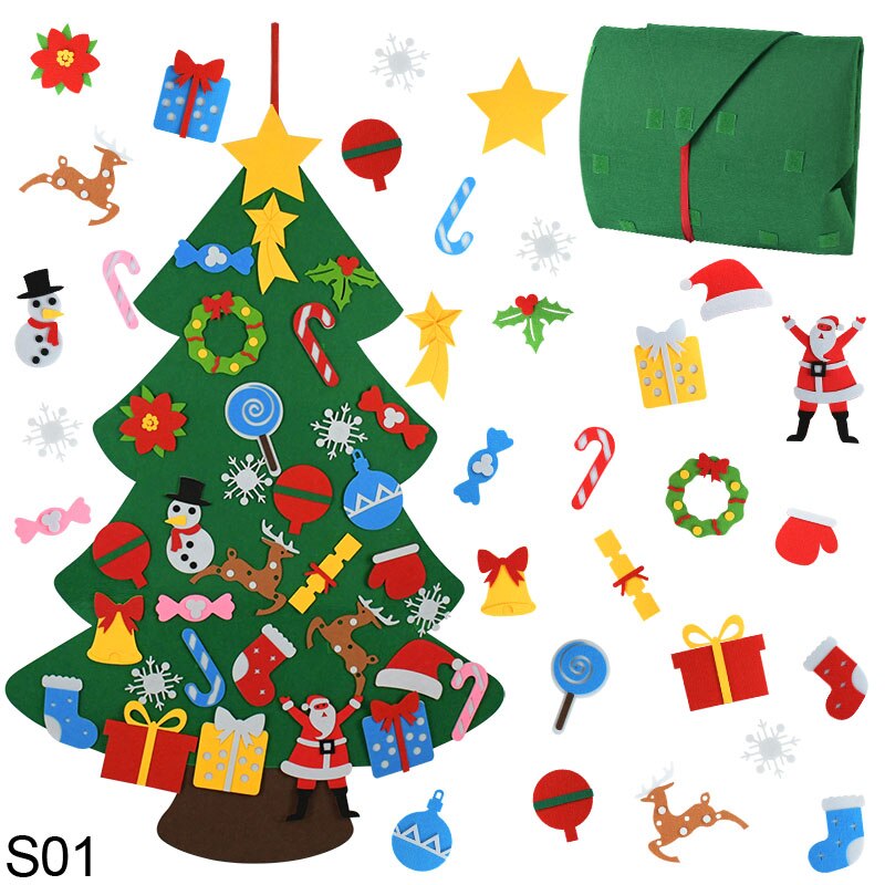 Gør det selv kunstig filt væghængende ornamenter navidad dekoration juletræ hjem til julefest indretning år børn: S01
