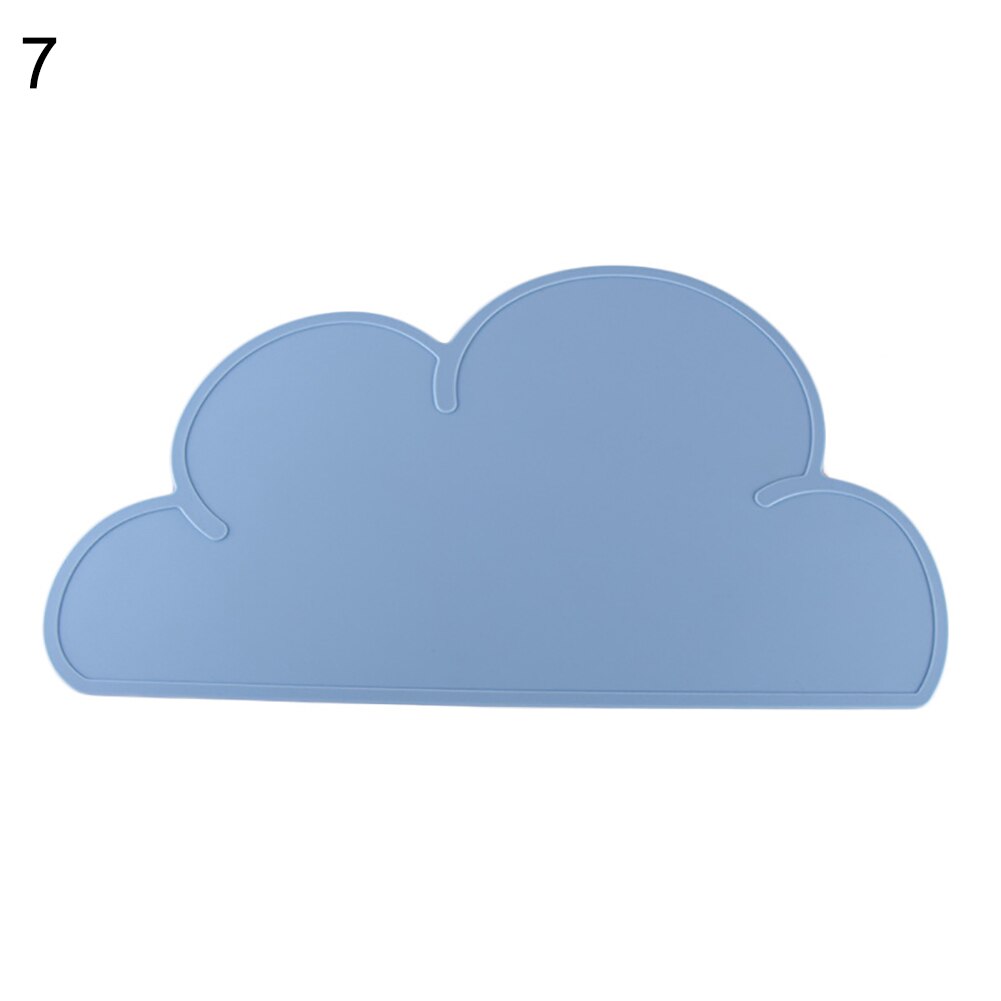 Portable Cloud Shaped Silicone Placemat Children Baby Plate Mat Waterproof Tableware Heat Resistant Bowl Pad Home Dinner Tools: Blue