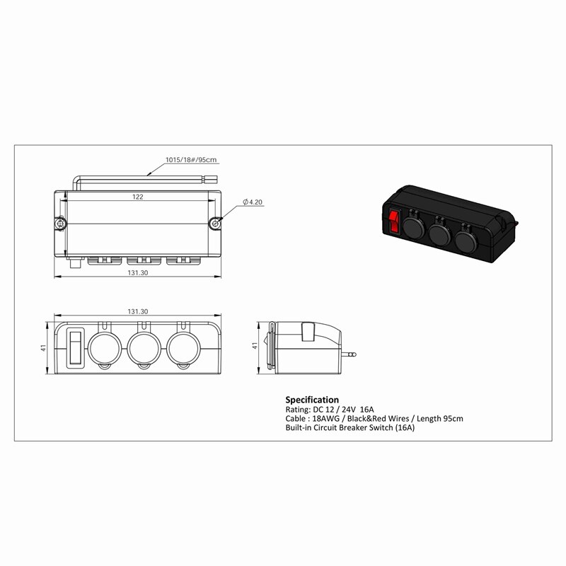 3 Way Auto-Sigarettenaansteker Splitter Charger Power Adapter 12/24V
