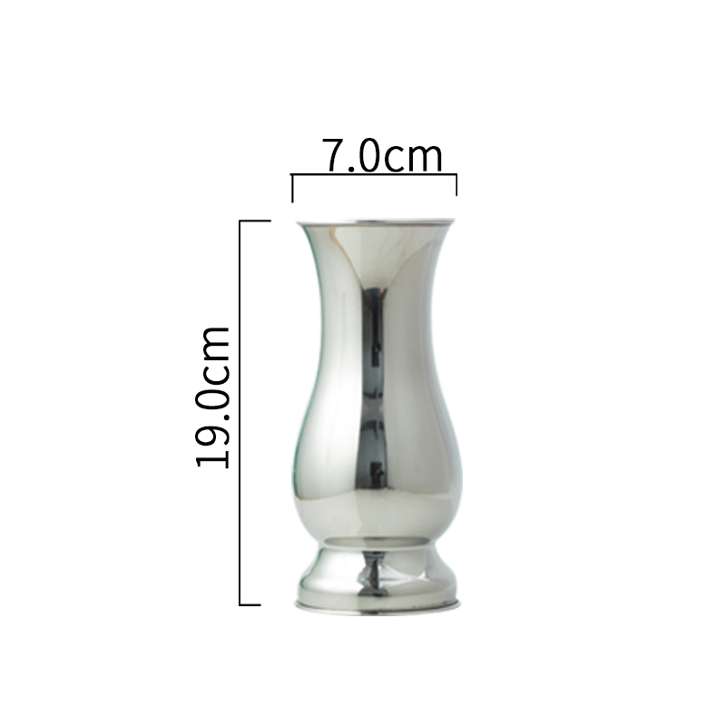 Chinese Stijl tafelblad Vazen Moderne Minimalistische Mode Ornamenten Ambachten Decoratieve Roestvrij Staal Vaas metalen Vazen: 2.8inch Silver