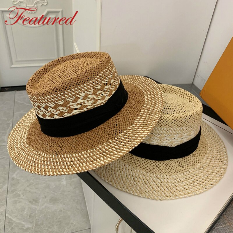 Sombrero de paja francés para mujer, gorra de paja francesa con visera cóncava, sombrero de playa hecho a mano, , verano