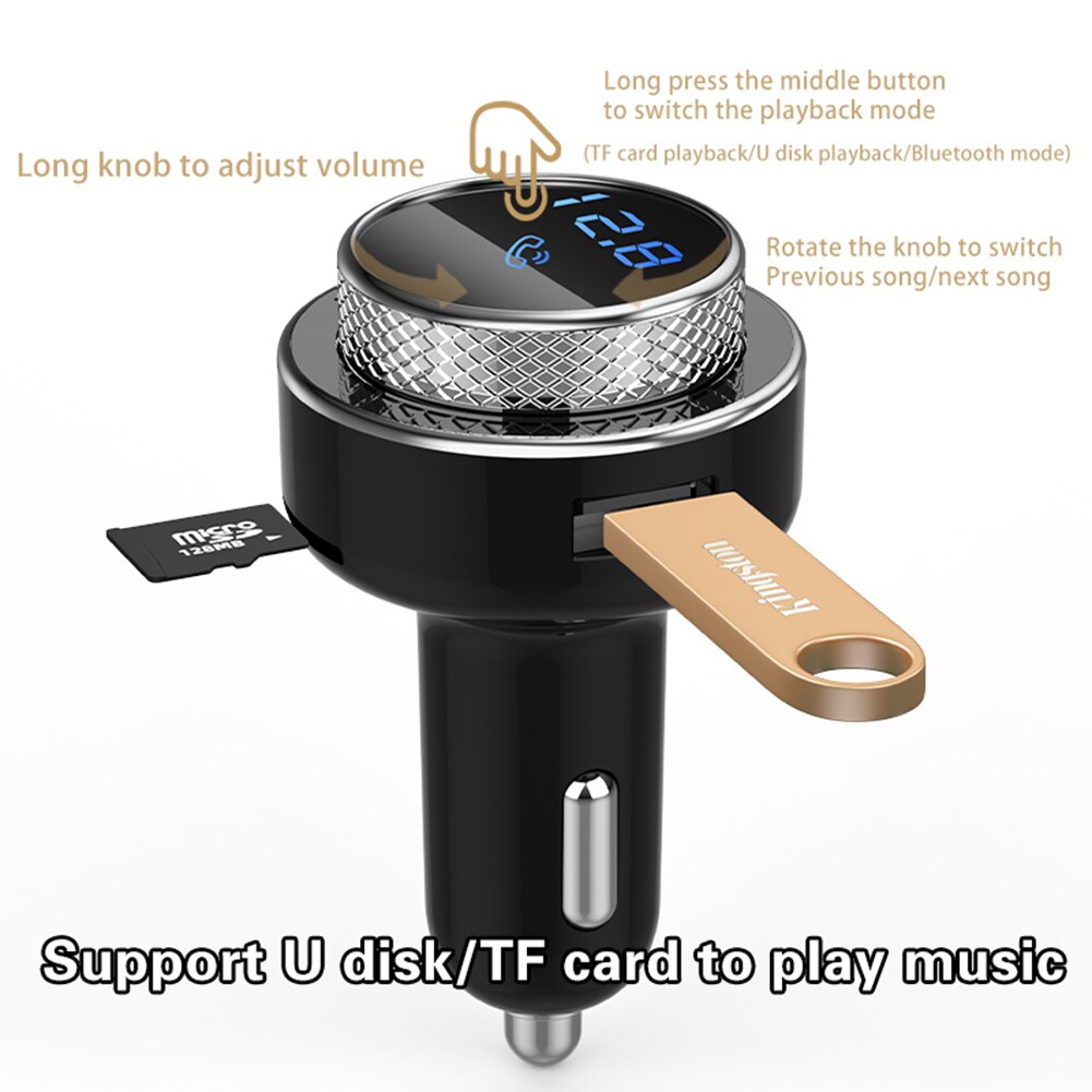 FM Transmitter for Car Fast Charger QC3.0 USB Charger Car USB Charger Mp3 Player Bluetooth 5.0 Handsfree Wireless Car Kit