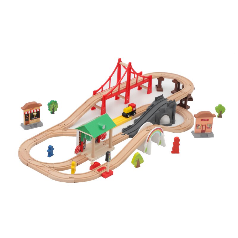 DIY Wooden Track Train with Scene Vocal Track Building Blocks Car Train Railway Track Set Educational Toys Children&#39;s: 8