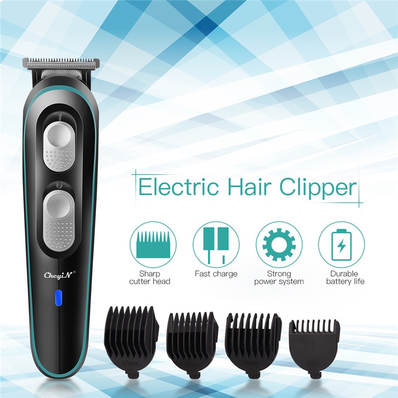 Quick Charge Electric Hair Clipper Hair Trimmer Precision Stainless Steel T Blade Hair Cutting Machine 4 Guide Comb