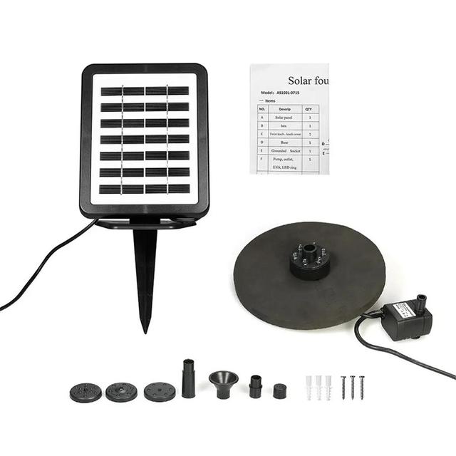 Solar Power Water Fountain Pump Solar Fontein Bird Fountain Water Floating Fountain Pond Garden Decoration with 7 Nozzles: Default Title