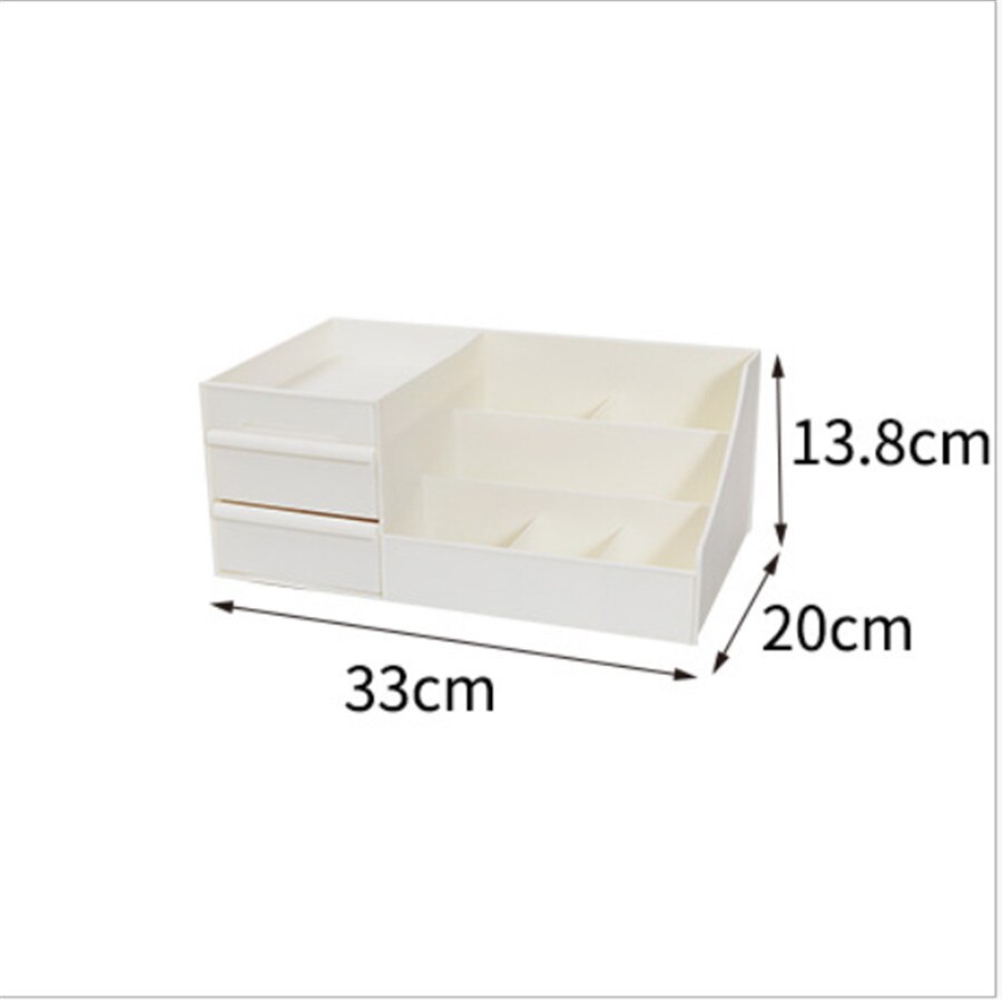 Plastic Makeup Organizer Two-Layers Jewelry Box Cosmetic Organizer Makeup Box Lipstick Makeup Storage Bathroom Table Organizer: white middle