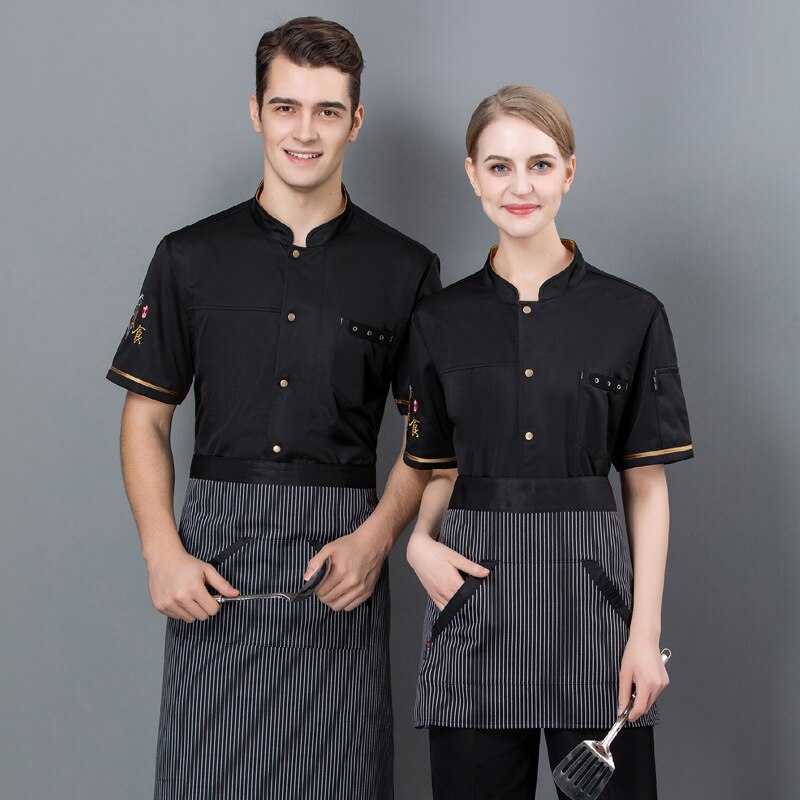 the hotel kitchen chef uniform summer wear short-sleeved Chinese tang suit hotpot restaurant organic tooling uniforms
