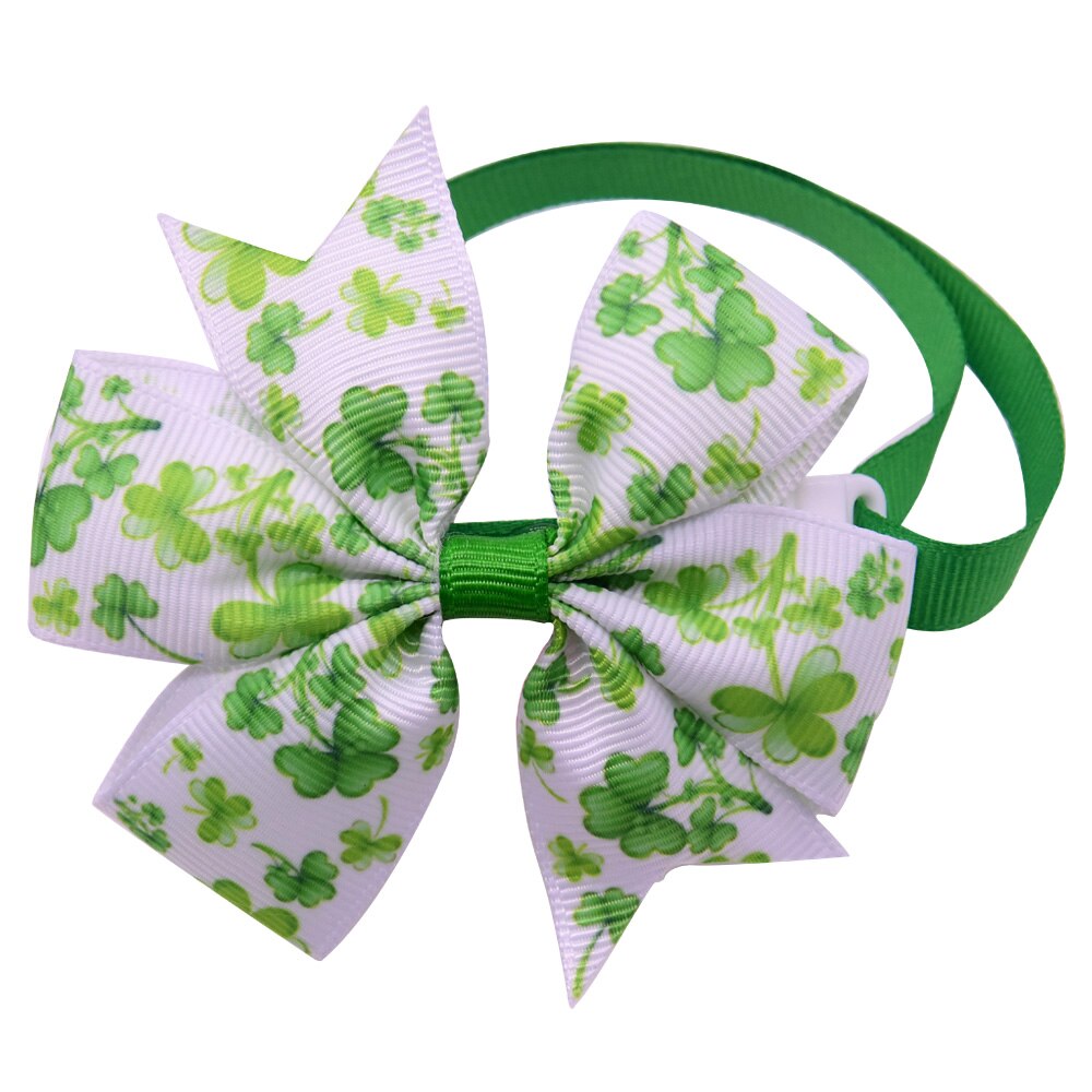 60 stuks St. Patrick' s Dag Hond Clover Strikjes voor Puppy Medium Kraag Pet Grooming Verstelbare Pet Strikjes Hals ties