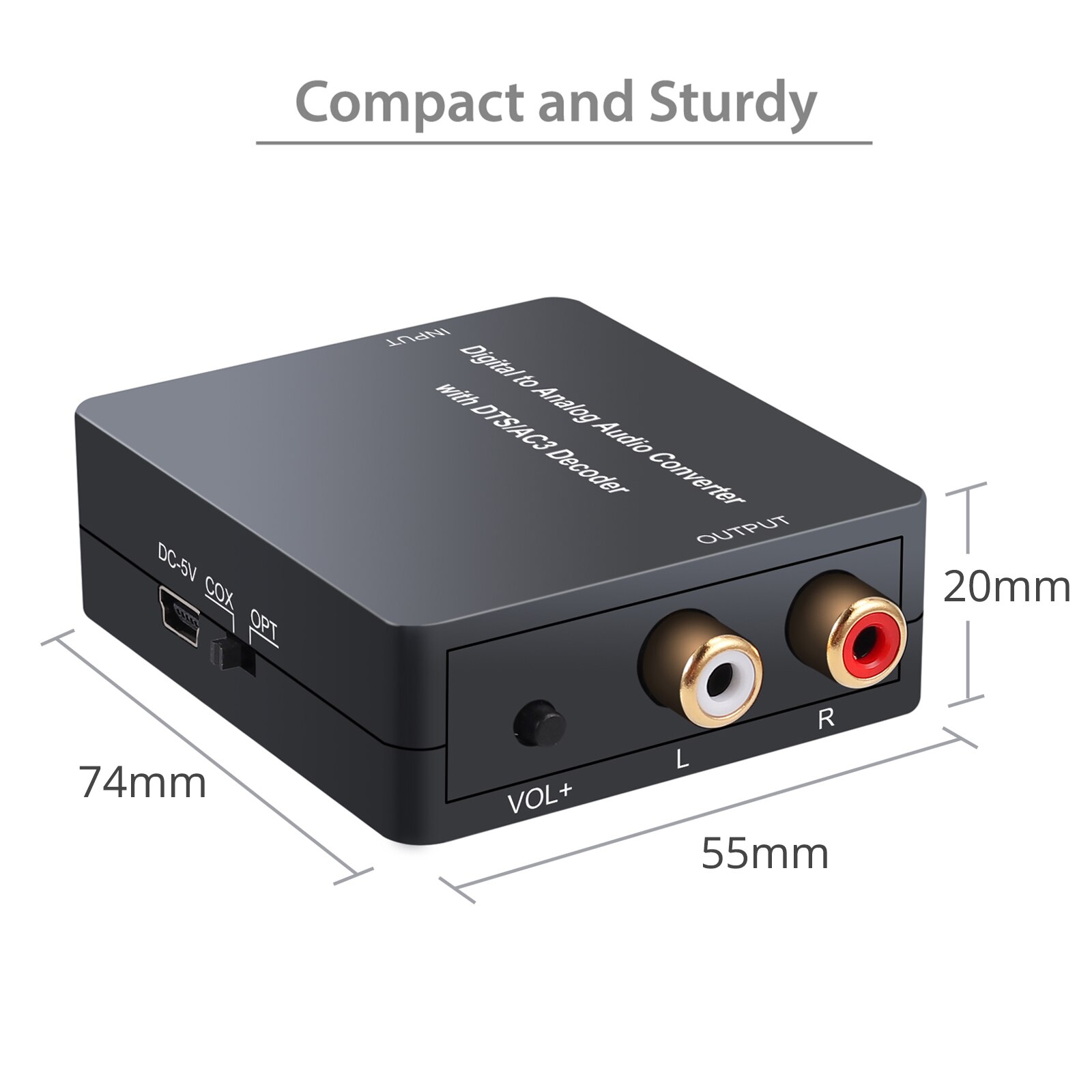 Proster Digitaal Naar Analoog Audio Decoder Converter Voor Dts/Pcm 5.1CH Om 2CH Stereo Audio Volumeregeling Spdif Toslink /Coaxiale