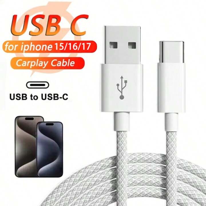 Deze carplay-datakabel (usb-a naar usb type-c) is compatibel met iphone 17, 16, 15/ pro/pro max/plus en ook met ipad.