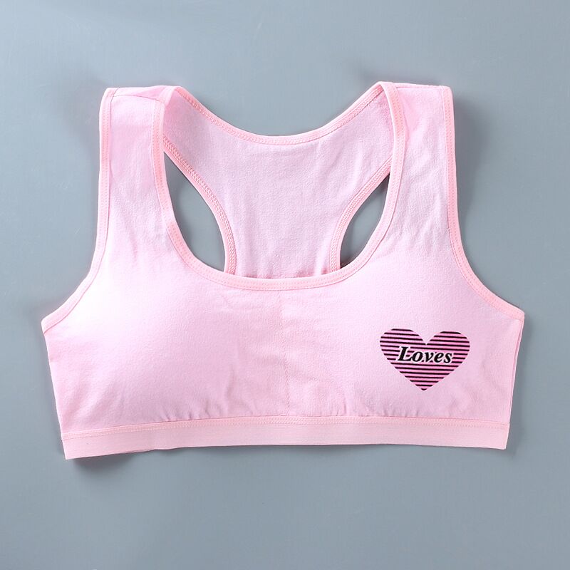 5pcs/Lot Cotton Young Girls Training Bra 8-18 Years Old Children Sports Wear Bras Teenage Undervest: Pink