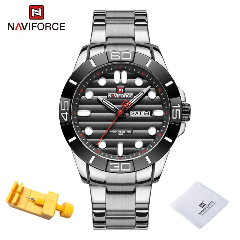 NAVIFORCE – montre-Bracelet lumineuse en acier inoxydable pour homme, à Quartz, étanche, Original, à la: SB