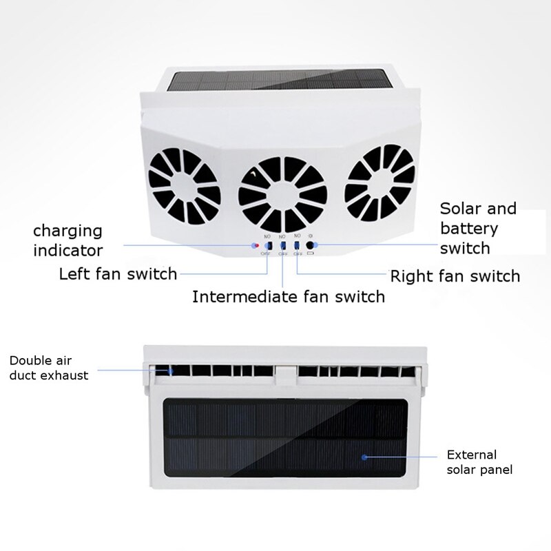 Car Air Vent Solar Exhaust Fan Windshield Ventilation Window System Solar Power for Camper RV Caravan Boats
