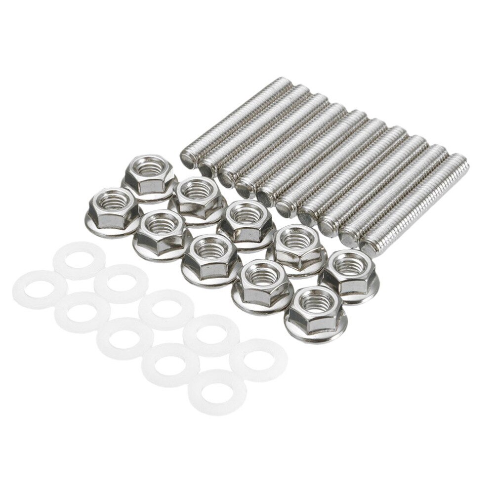 30pcs Stainless Steel Exhaust Manifold Stud Bolts Nuts Kit Car Accessories for Car Vehicle Auto (Silver): Default Title