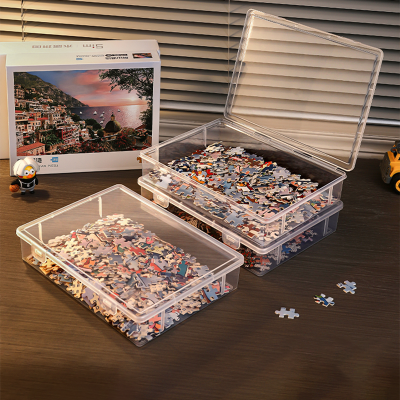Caja de almacenamiento de plástico transparente con tapa de solapa, organizadores multiusos para manualidades, organizador de suministros de arte, caja de costura para cuentas, lápices, cuaderno