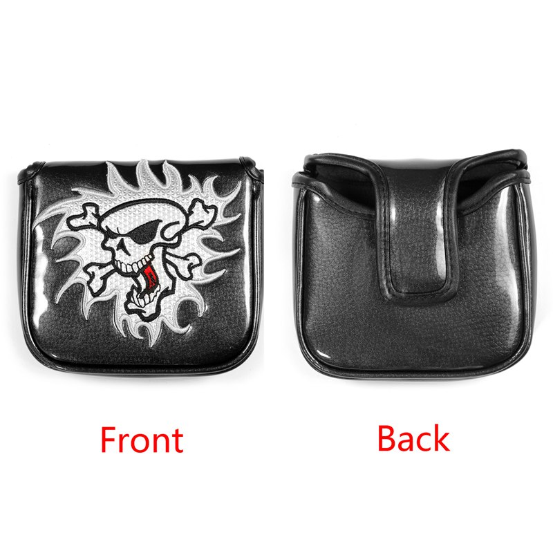Skull golf putter cover stor klubba golf head cover magnetisk stängning röd vit blå passform för de flesta märken
