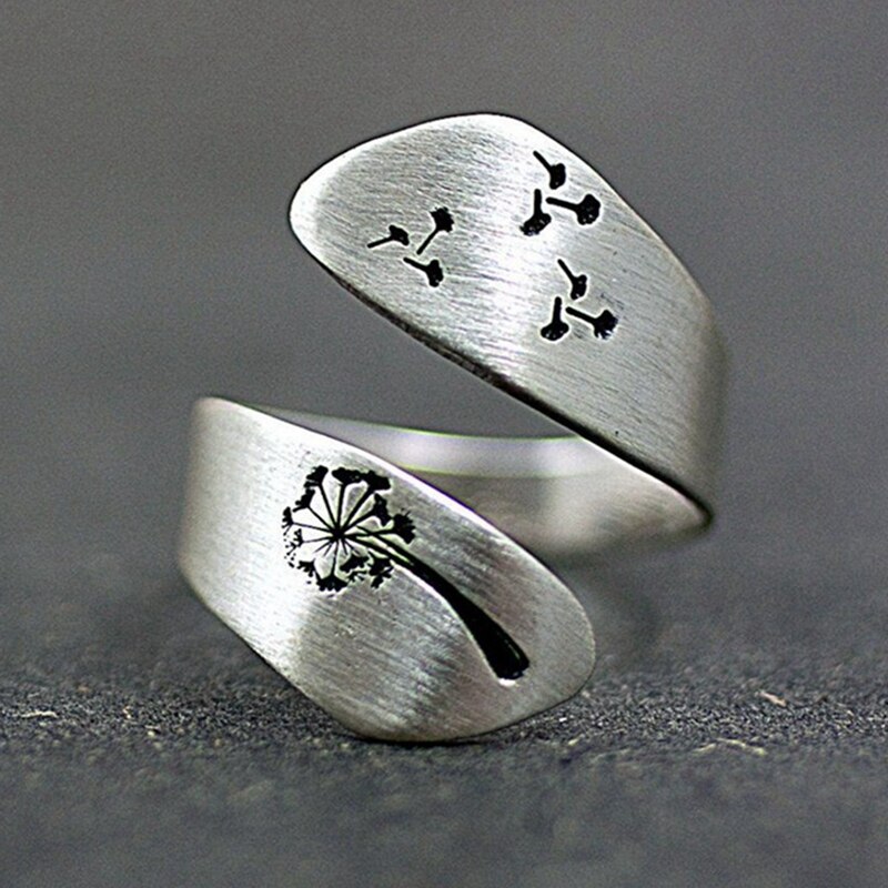 Einstellbar Gravur Löwenzahn Ring Für Frauen Männer Persönlichkeit Eröffnung Finger Ringe, Verlobung, Hochzeit Partei Schmuck: Default Title