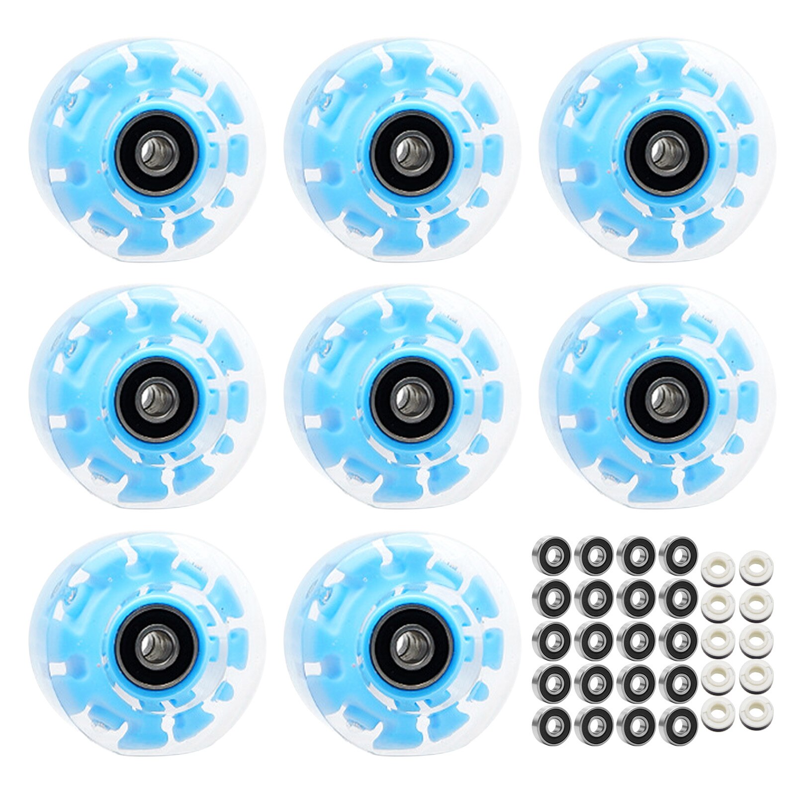 8pcs Outdoor Skateboard Light Up Roller Skate Wheel LED Luminous For Double Row Wear Resistant Easy Install Replacement Parts