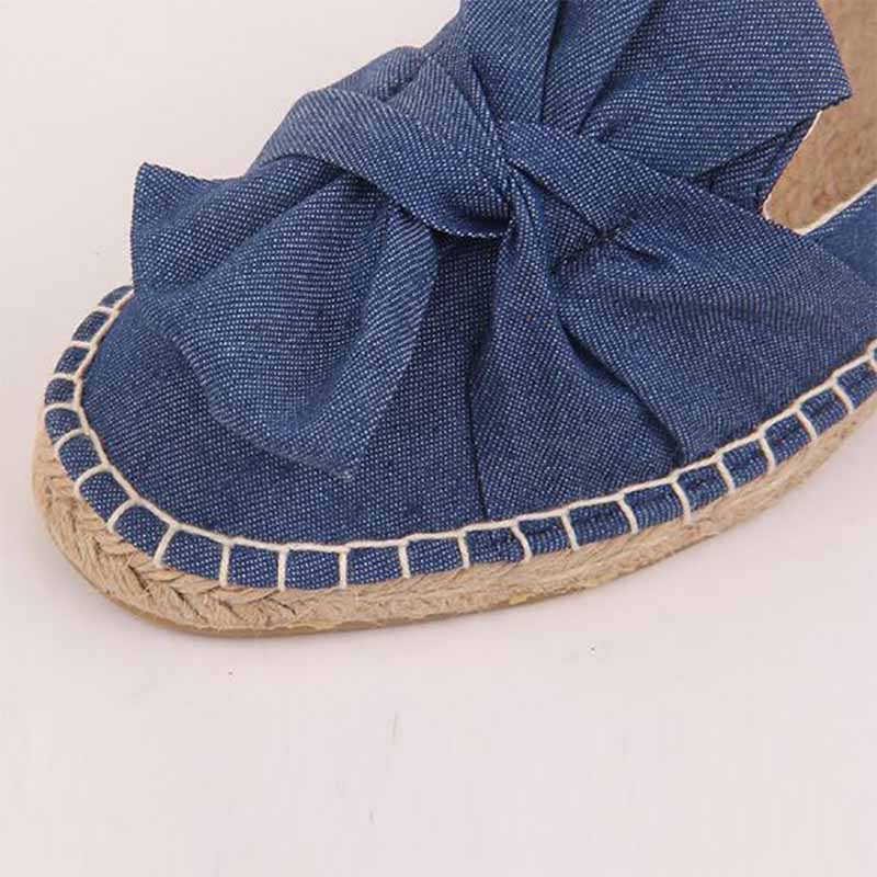 étnica Casual alpargatas lazo de tela vaquera corbata plana nueva mujer estampado de primavera bordar deslizamiento en los pescadores de cáñamo zapato con cuerda