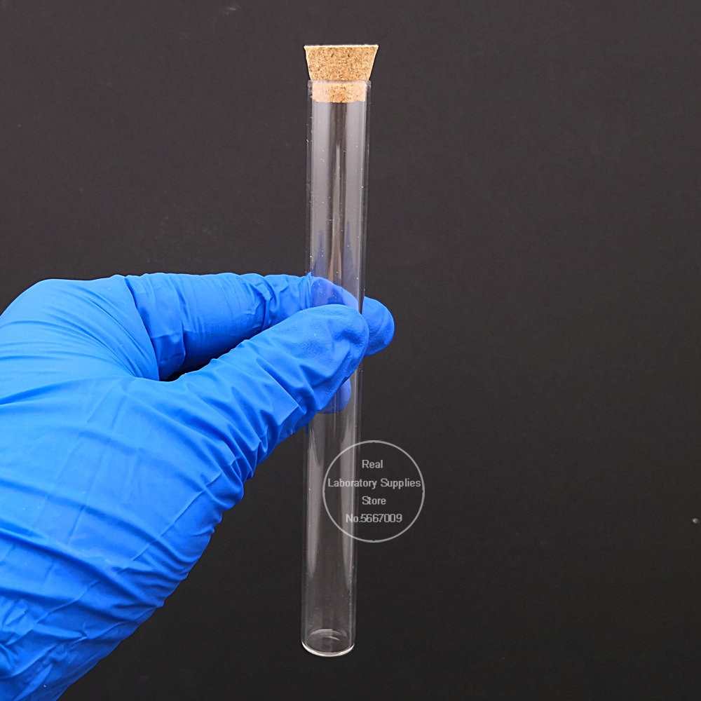 20pcs/pack Lab 15x150mm Transparent Flat Bottom Glass Test Tubes With Cork Wooden Stoppers for Laboratory Container