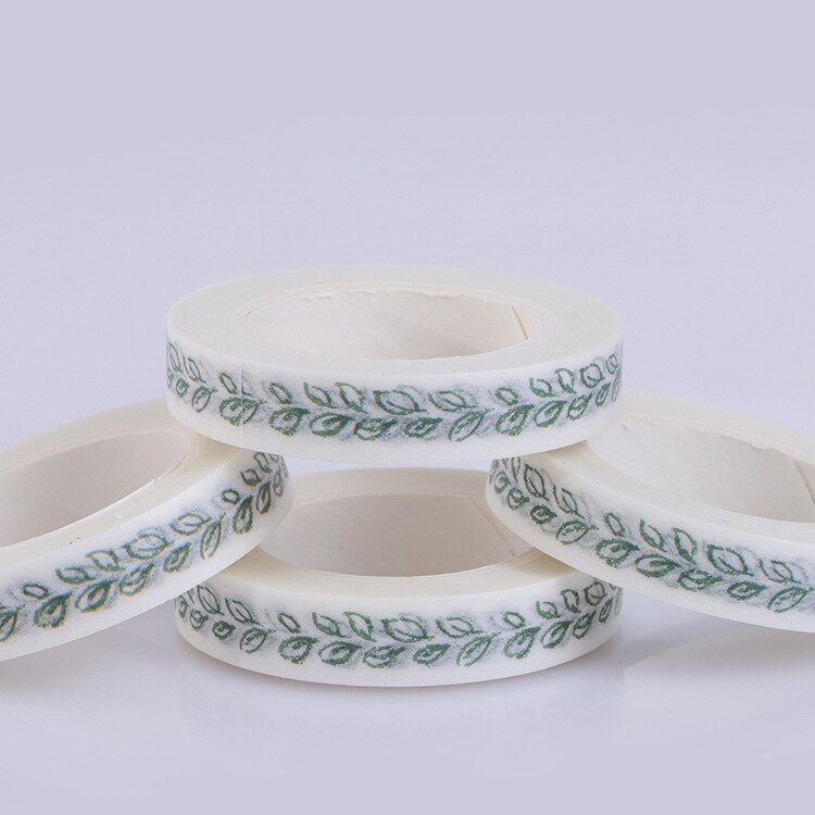 1pc 8mm*10m Green Leaf Washi Tape Good Paper Tape Cute Washi Masking Tape