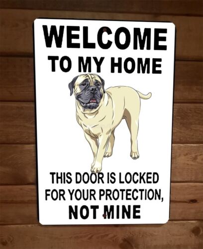 Deur is vergrendeld voor je Bullmastiff-hond 8x12 metalen wanddierbord