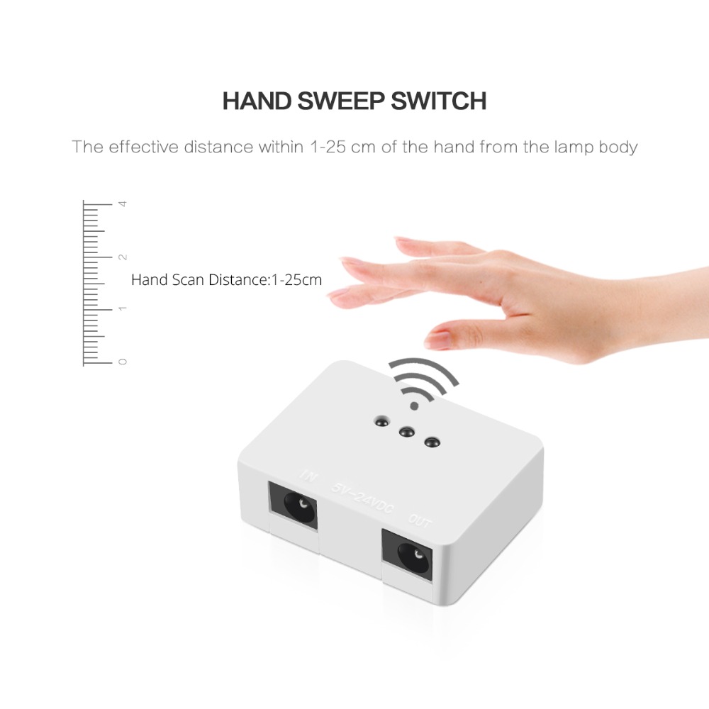Dimmer Hand Motion Switch Hand Sweep Sensor 5A 12V/24V Light Switch for LED Strip DIY Kitchen Lights LED Strip Light Accessories