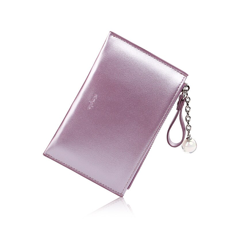 Mini Women's Wallet Female Slim Cute Leather Thin Ladies Coin Purse for Cards Small Wallet Women with Zipper portomonee vrouwen: Purple