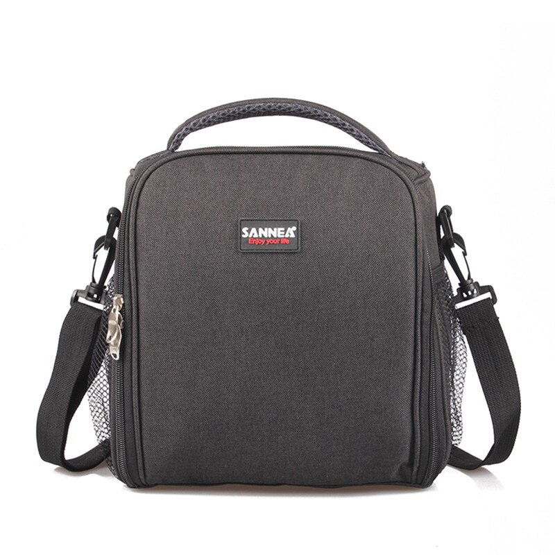 kühltasche faltbar lunchtasche Isolierte Mittagessen Tasche cool Tasche für Mittagessen Boxen Gestreiftes Wasserdichtes Gewebe Faltbare Picknick-Handtasche für Frauen, Erwachsene, Studenten und freundlicher: dunkel Grau
