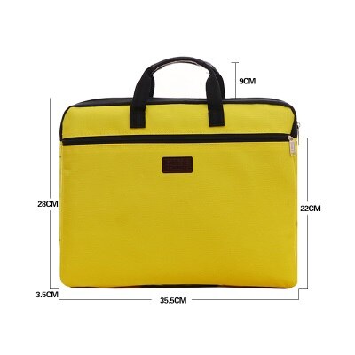 Portable document bag canvas A4 office bag men women handbag multi-layer information bag briefcase meeting bags file holder: yellow