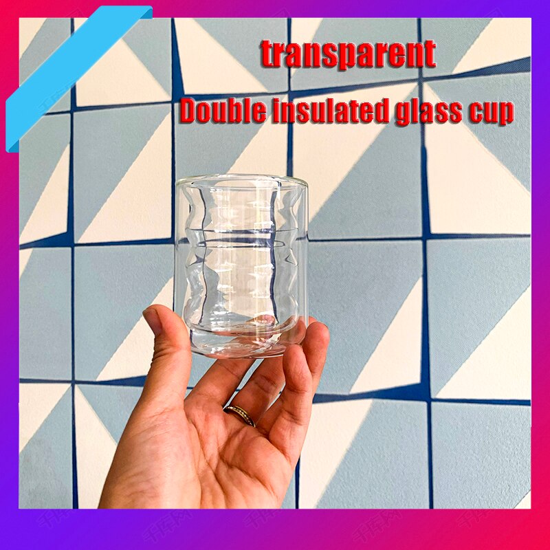 2pcs Color Spiral Glass Double Layer Cup Milk Cup Coffee Mousse Cup Glass Juice Cup Glass Drinkware Restaurant Household Bar