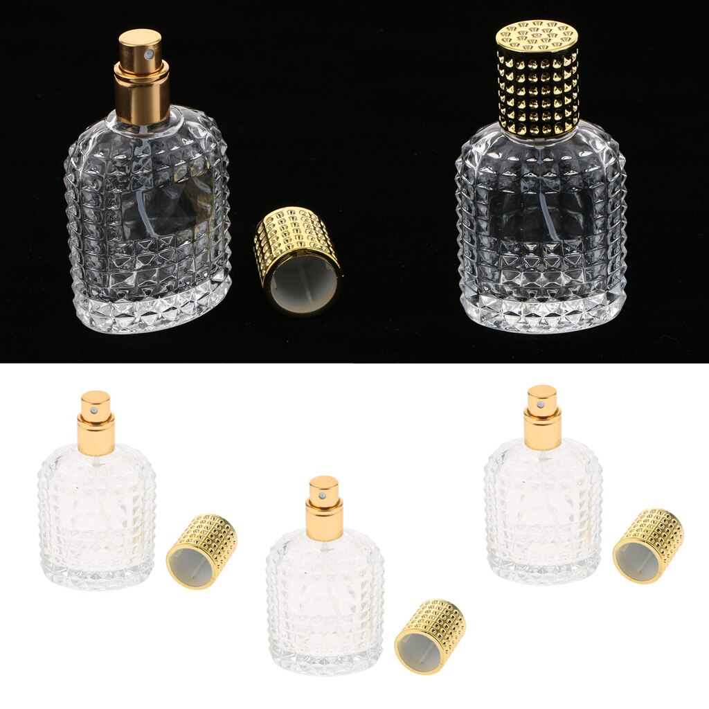 3x ananas glas parfume flaske æteriske olier flaske beholder guld 50ml