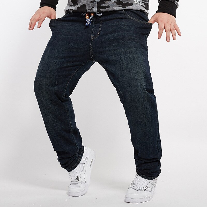 Jeans mænd elastisk talje plus størrelse fuld længde denimbukser meget store størrelse 36 to 48 jeans jakkesæt til mænd ripped jeans til mænd