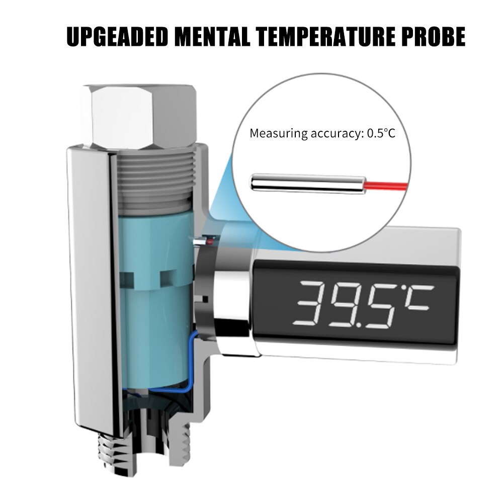 Praktisk vandtæt led digitalt brusetermometer 5-85 " realtids vandtemperaturmonitor brug til hjemmebadeværelse
