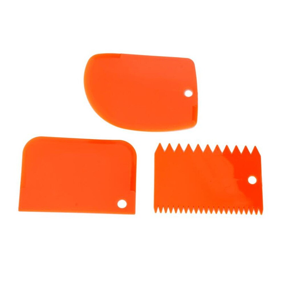 3 stuks/partij deeg taartvormpjes spatel voor taart crème schraper pasta uitstekers schraper onregelmatige tanden rand diy gladder: Oranje