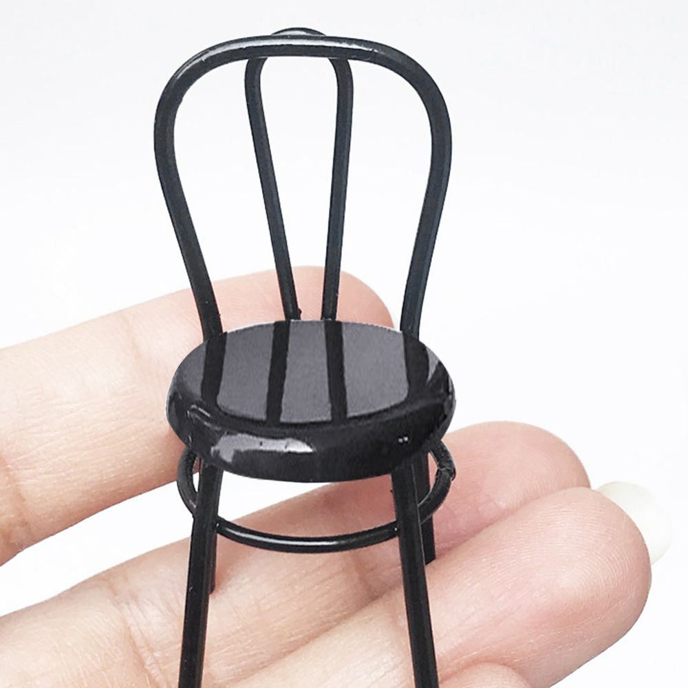 Chaise l'inventaire en métal pour maison de courses, meubles de simulation, accessoires de décoration, maison de beurre, 1PC, 1:24