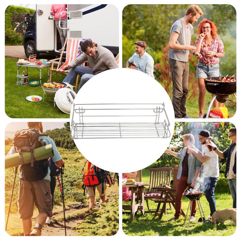 Foldable picnic basket, side shelf for picnic table, stainless steel organizer, portable organizer for beach, backyard, barbecue