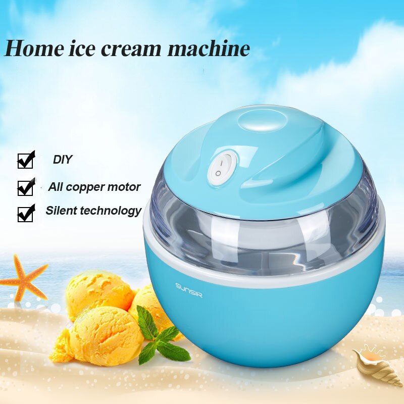 Bærbar fuldautomatisk ismaskine 600ml husholdnings hurtig yoghurtisfremstillingsmaskine lille mini-ismaskine: Blå