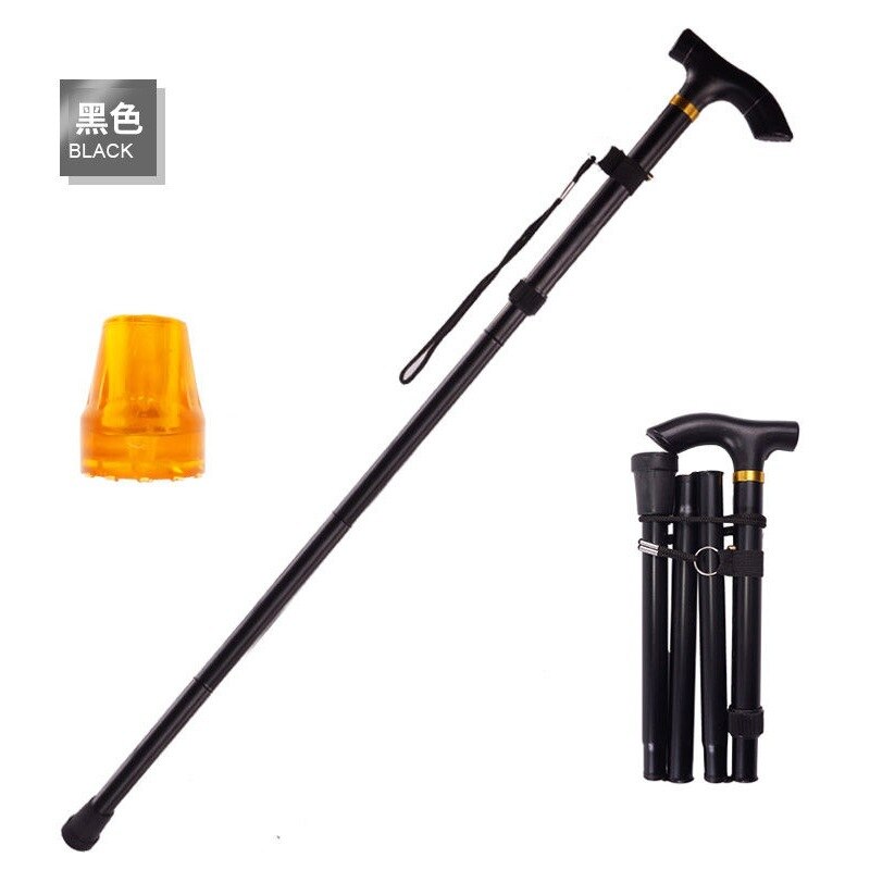 Multifunction bengala telescópica dobra muletas caminhadas vara muleta idosos vara de metal bengala trekking ao ar livre pólos