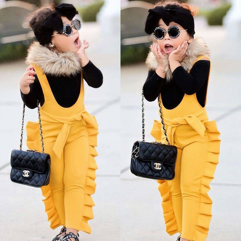 Crianças Meninas Do Bebê Calças Jardineiras Primavera Outono Algodão Cor Sólida Bowknot Suspender Calças Macacão Macacão Sunsuit 1-6Y Venda Quente