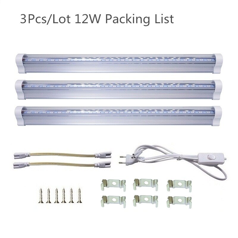 Reblue lampe til planter vokse lys 12w 24w t5 plante lampe full spektrum vokse ledet til planter dyrking frøplante fyto-lampe innendørs: 3 stk 12w f2 vokse ledet / Oss plugg vokse lys