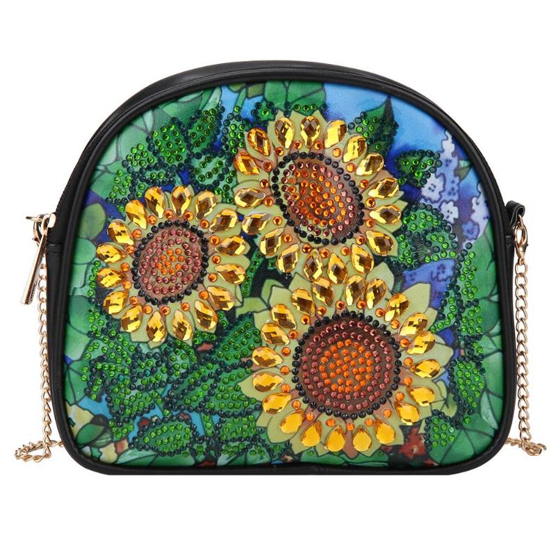 DIY Flowerpot Special Shaped Diamond Painting Leather Chain Shoulder Bags: C